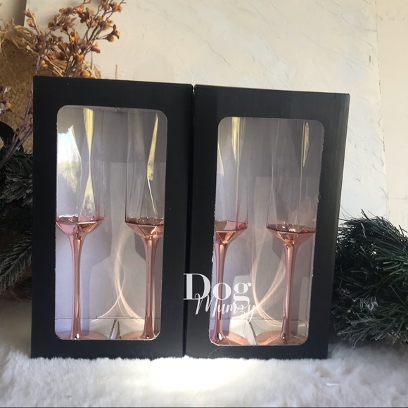 Luxe Habitat Rose Gold Champagne Flute Wine Glass Box Set - Picture 7 of 7